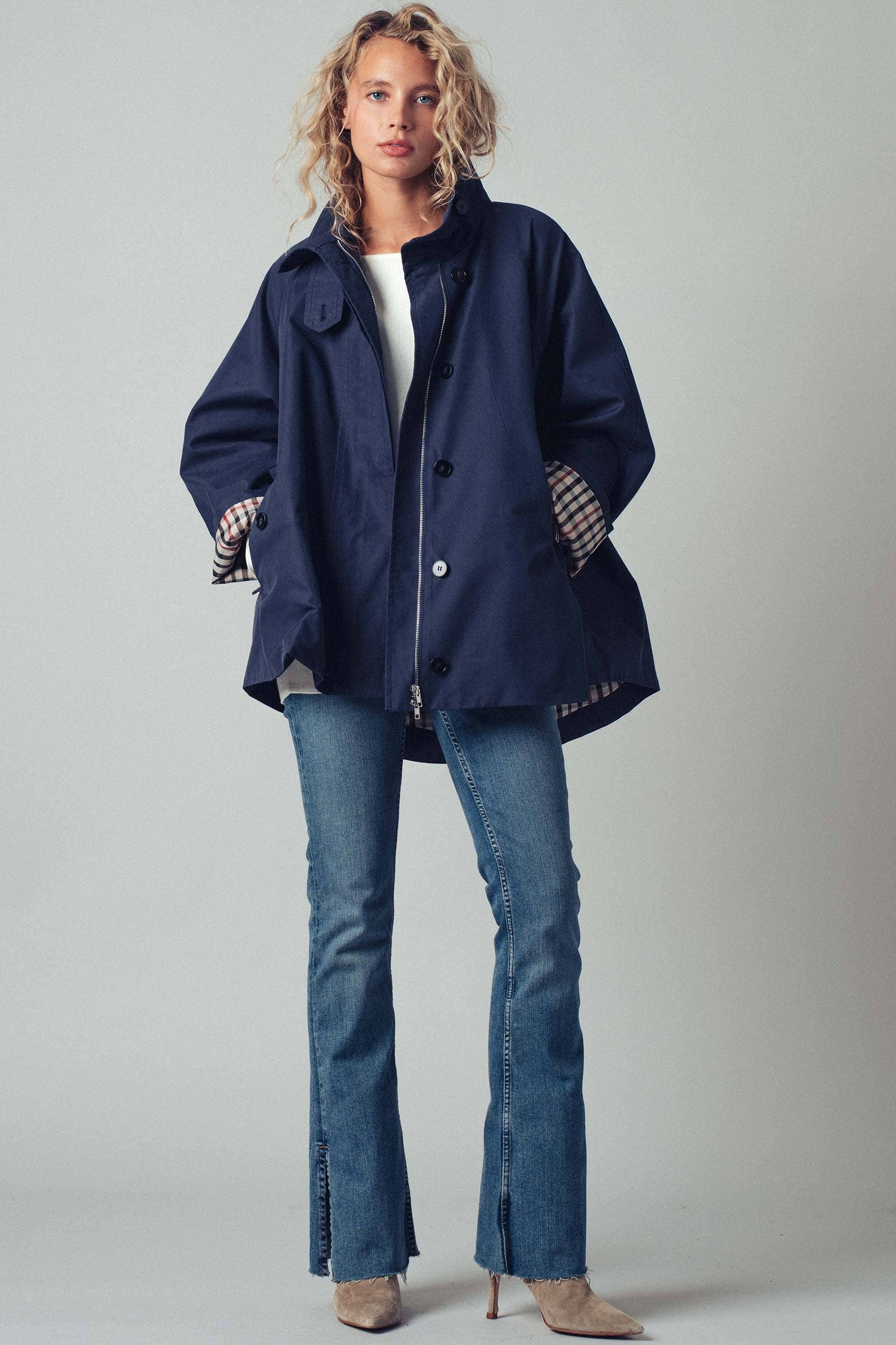 Urban Daizy Modern A-Line Trench Jacket Navy Jacket - Women's (UDZ-TP-00812) – alternate view 11
