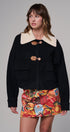 Toggle Front Sweater Jacket with Contrast Collar in BLACK - Women's Jackets & Blazers | Urban Daizy