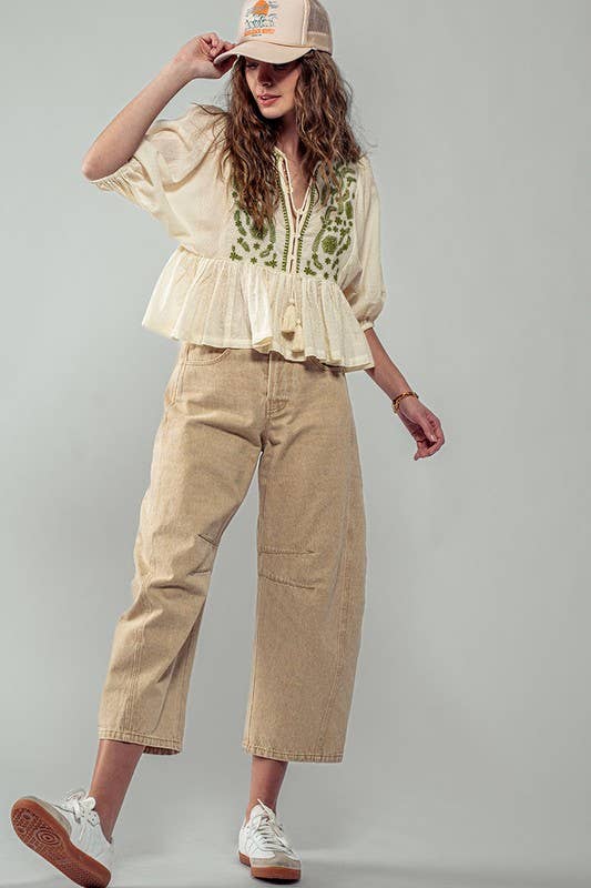 Urban Daizy Boho Embroidered Puff Sleeve Ruffle Blouse White Blouse - Women's (UDZ-TP-00705) – alternate view 14