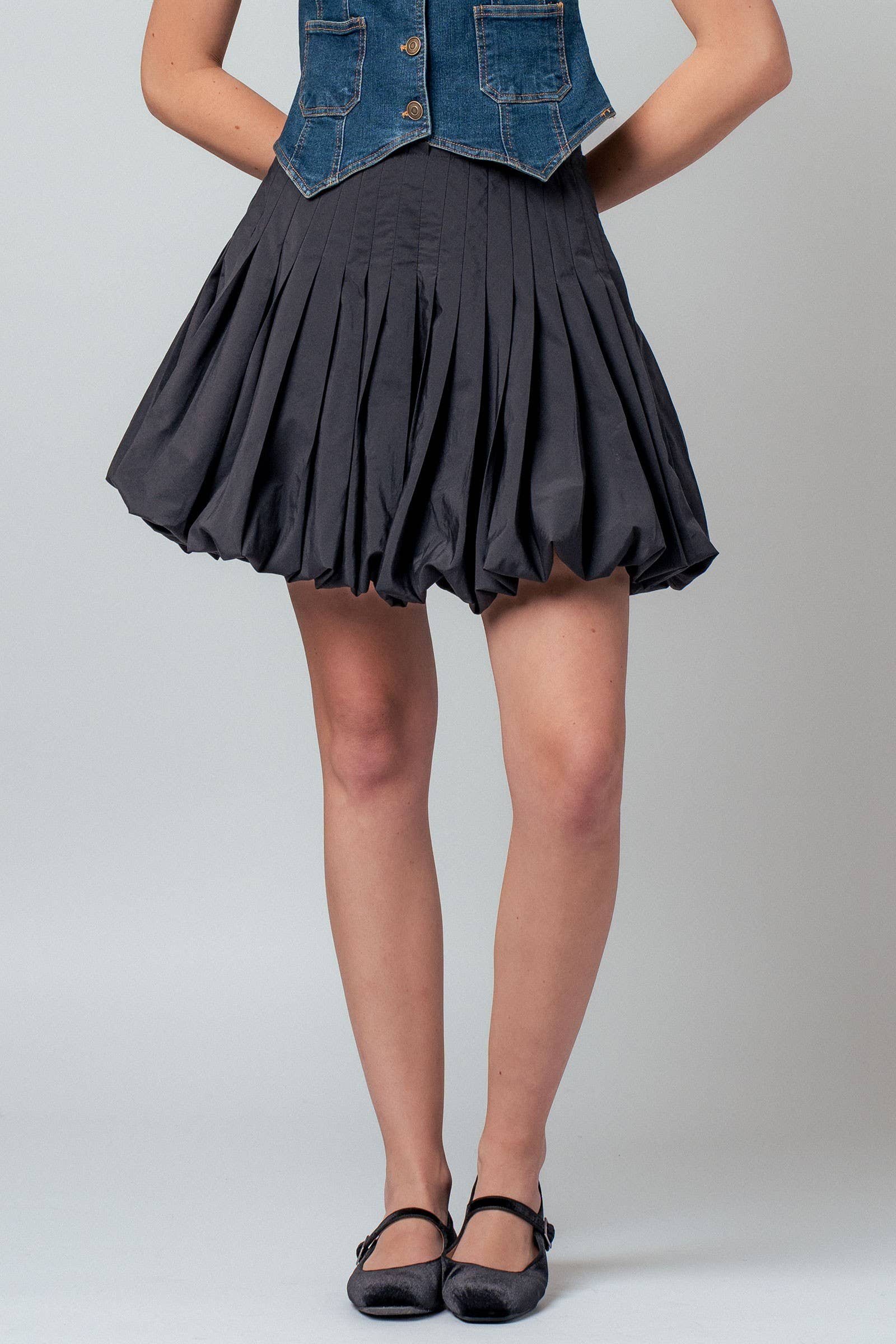 Urban Daizy Pleated High-Waist Bubble Mini Skirt Blue Skirt - Women's (UDZ-OT-00168) – alternate view 11