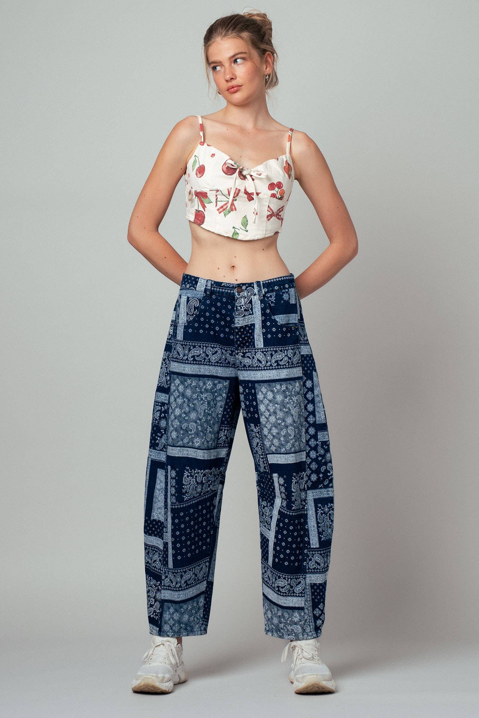 Urban Daizy Paisley Bandana Print Relaxed Fit Jeans Blue Jeans - Women's (UDPT0139) – alternate view 13