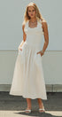 Soft Ruffle Bodice Midi Dress in WHITE - Women's Dresses | Urban Daizy