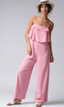 Urban Daizy Ruffled Bodice Wide Leg Jumpsuit Pink Jumpsuit - Women's (UDZ-JR-00021)