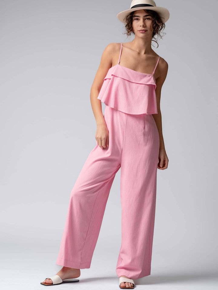 Urban Daizy Ruffled Bodice Wide Leg Jumpsuit Pink Jumpsuit - Women's (UDZ-JR-00021)