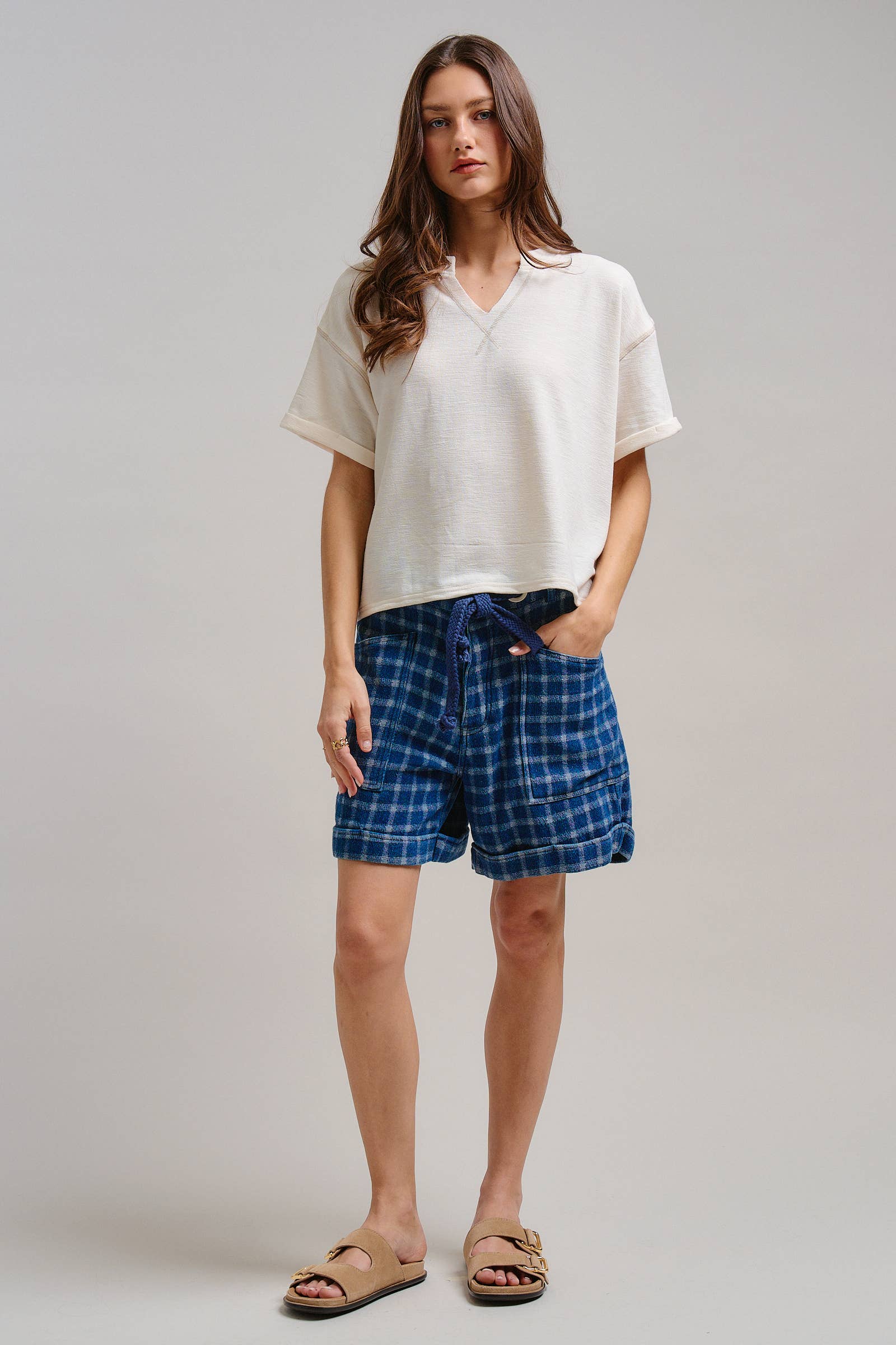 Short Sleeve Notch Neck Boxy Lounge Tee