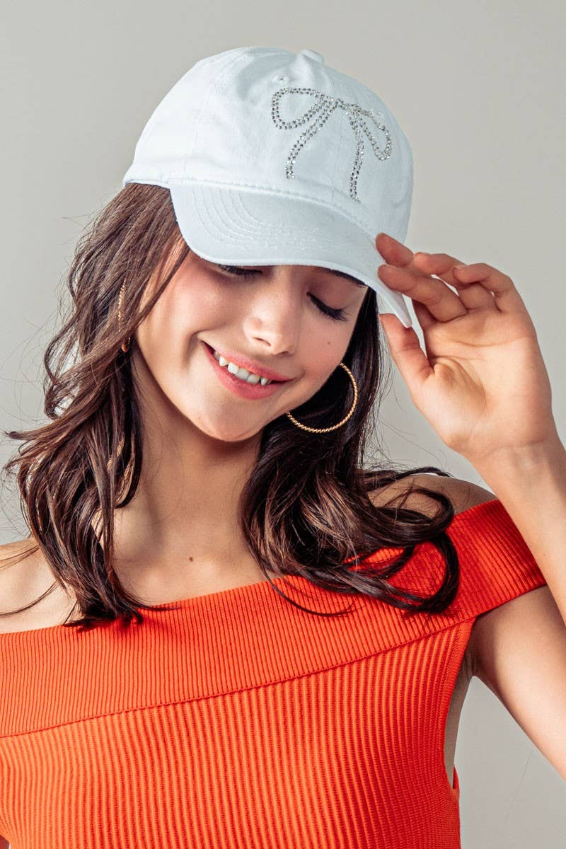 Urban Daizy Rhinestone Bow Embellished Baseball Cap Black Baseball Cap - Women's (UDZ-AC-00113) – alternate view 11