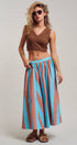 Urban Daizy Retro Chevron Stripe Elastic Waist Maxi Skirt Blue-Brown Skirt - Women's (UDSK0106-Blue-Brown) – alternate view 11