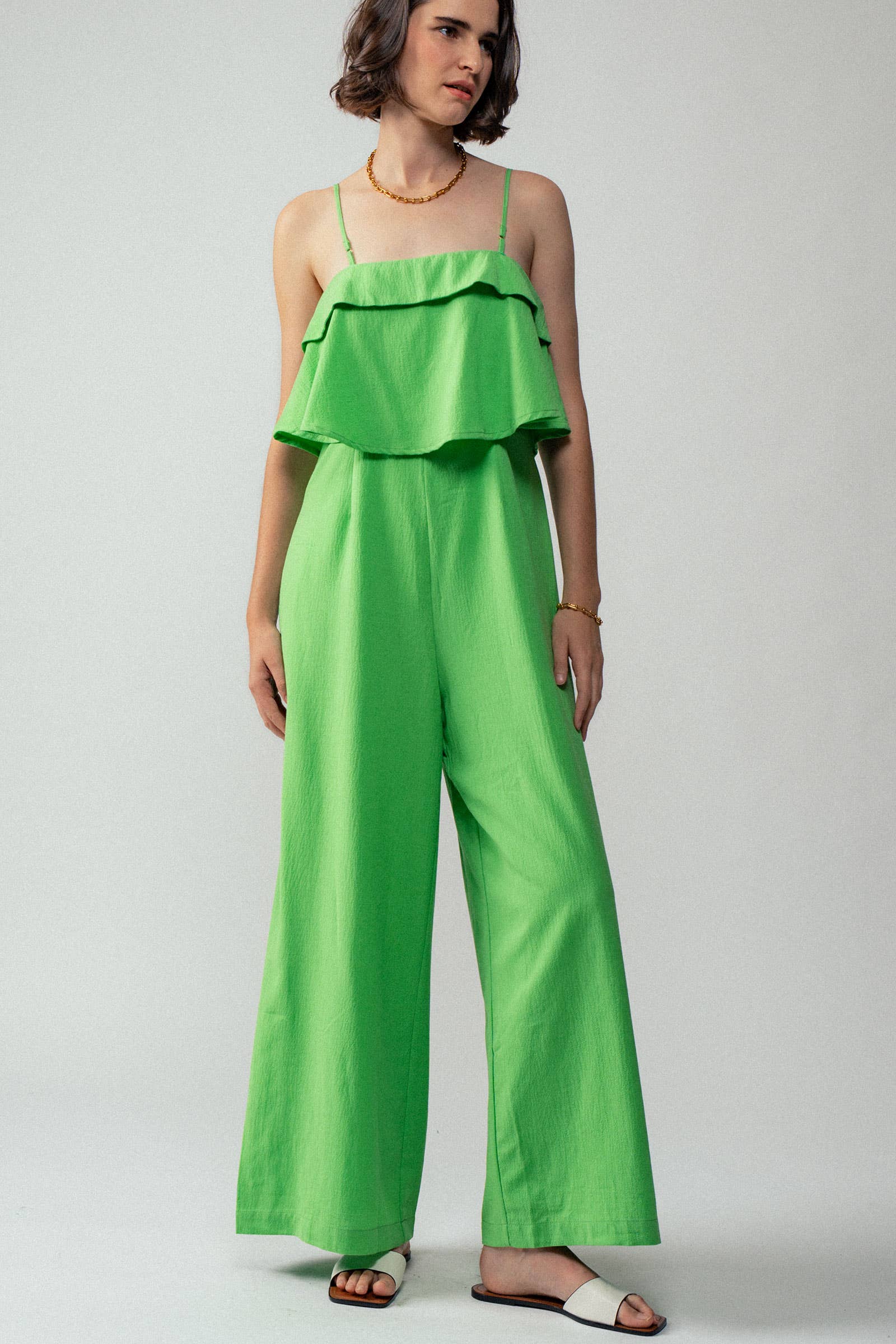 Urban Daizy Ruffled Bodice Wide Leg Jumpsuit Pink Jumpsuit - Women's (UDZ-JR-00021) – alternate view 8