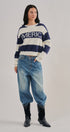 Nantucket America Stripe Crewneck Sweater in IVORY NAVY - Women's Sweaters | Urban Daizy