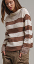 Striped Oversized Chunky Knit Sweater in BROWN - Women's Sweaters | Urban Daizy