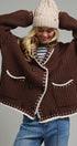 Chunky Knit Cardigan Sweater with Stitch Looks in BROWN - Women's Cardigans & Shrugs | Urban Daizy