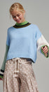 Paneled Hues Knit Sweater in BLUE SAGE - Women's Sweaters | Urban Daizy