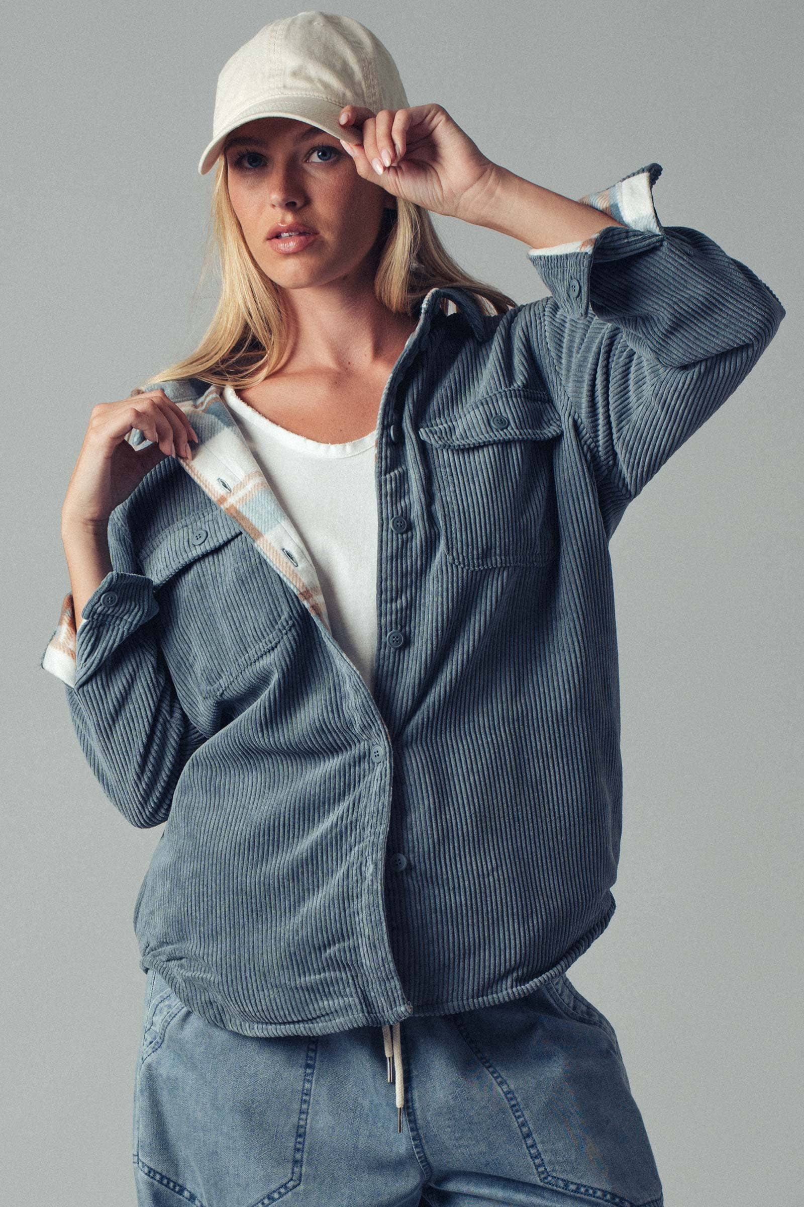 Urban Daizy Plaid Lined Corduroy Flannel Shacket Black Shirt Jacket Shacket - Women's (UDZ-OT-00018) – alternate view 15