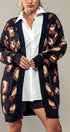 Urban Daizy Chic Animal Print Open Front Knit Cardigan Black Cardigan - Women's (UDZ-KN-00571) – alternate view 9