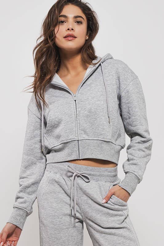 Urban Daizy Cropped Boxy Zip Up Hooded Sweatshirt Black Hoodie - Women's (UDZ-KN-00614) – alternate view 12