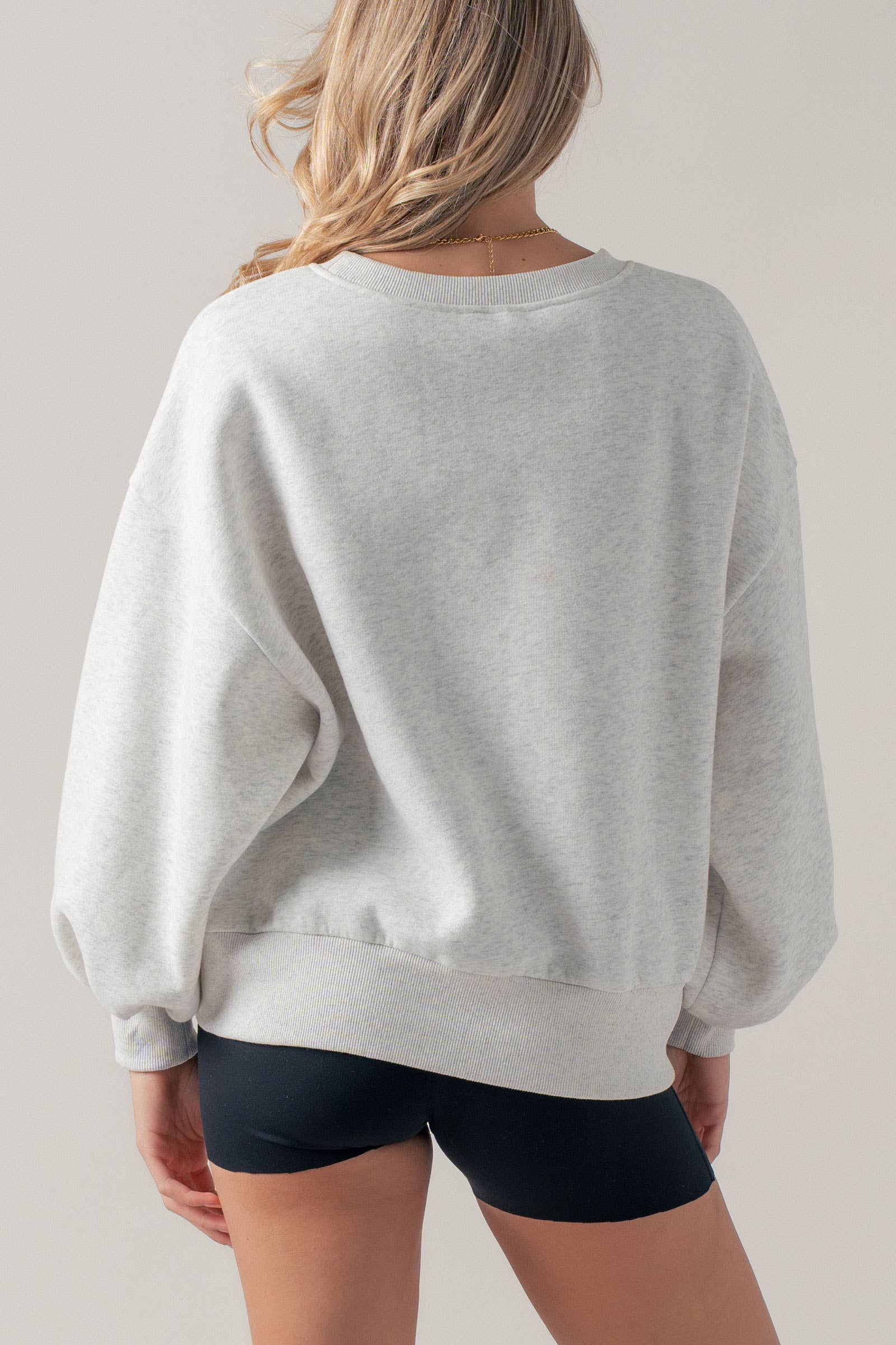 "87" Graphic Balloon Sleeve Oversized Sweatshirt