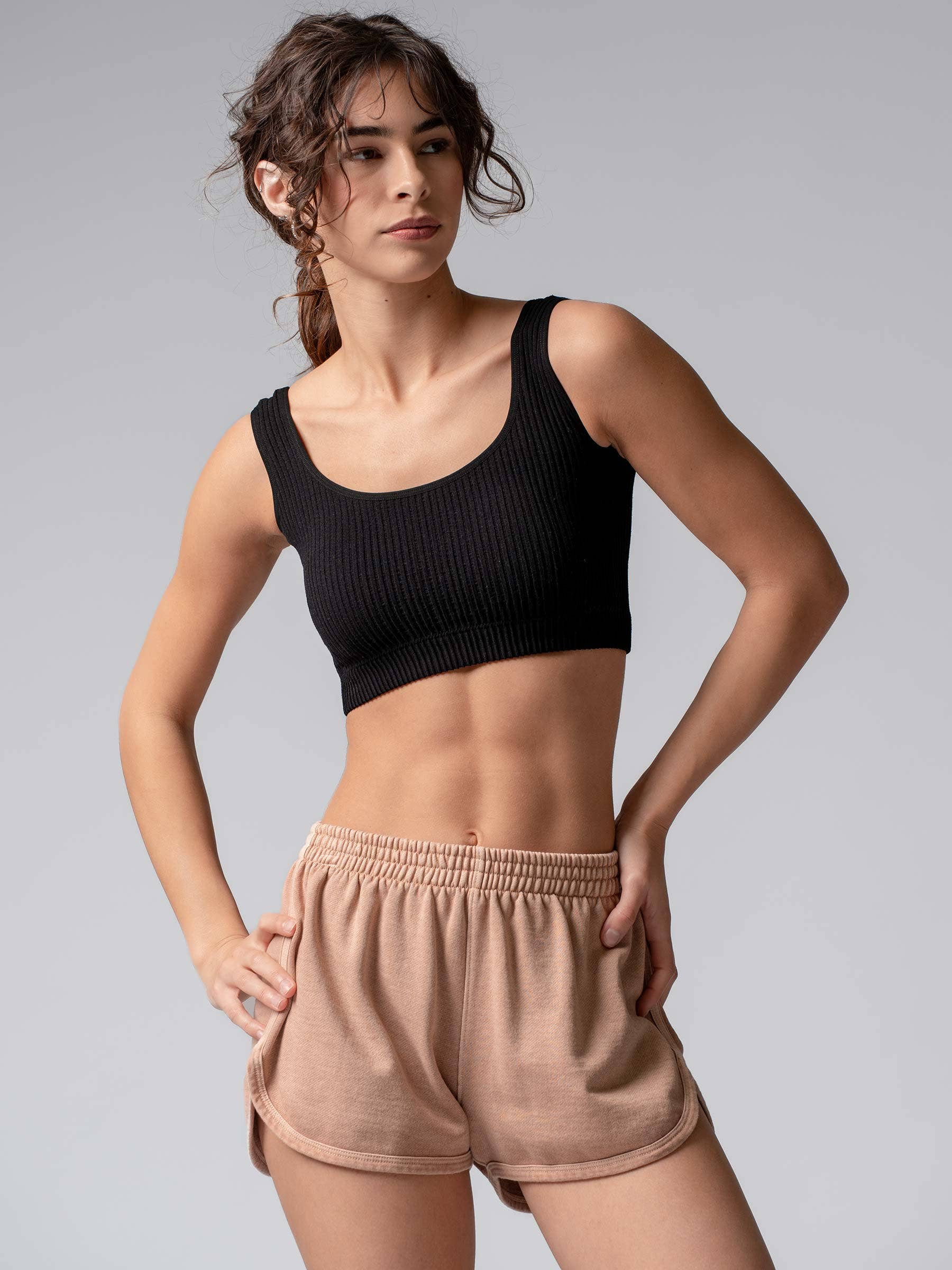 Urban Daizy Ribbed Seamless Bralette Crop Tank Top Black Tank Top - Women's (UDZ-TP-00180) – alternate view 16