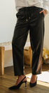 Faux Leather Drawstring Jogger Pants in BLACK - Women's Casual Pants | Urban Daizy