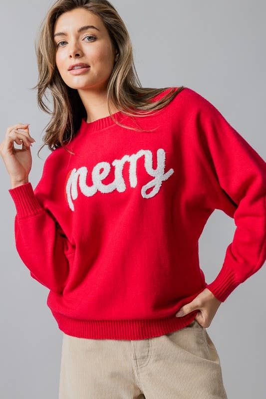 Urban Daizy Merry Embroidered Crewneck Sweater Ivory Knit Sweater - Women's (UDZ-KN-00488) – alternate view 14