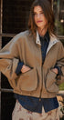 Cropped Zip Bomber Jacket in KHAKI - Women's Jackets & Blazers | Urban Daizy