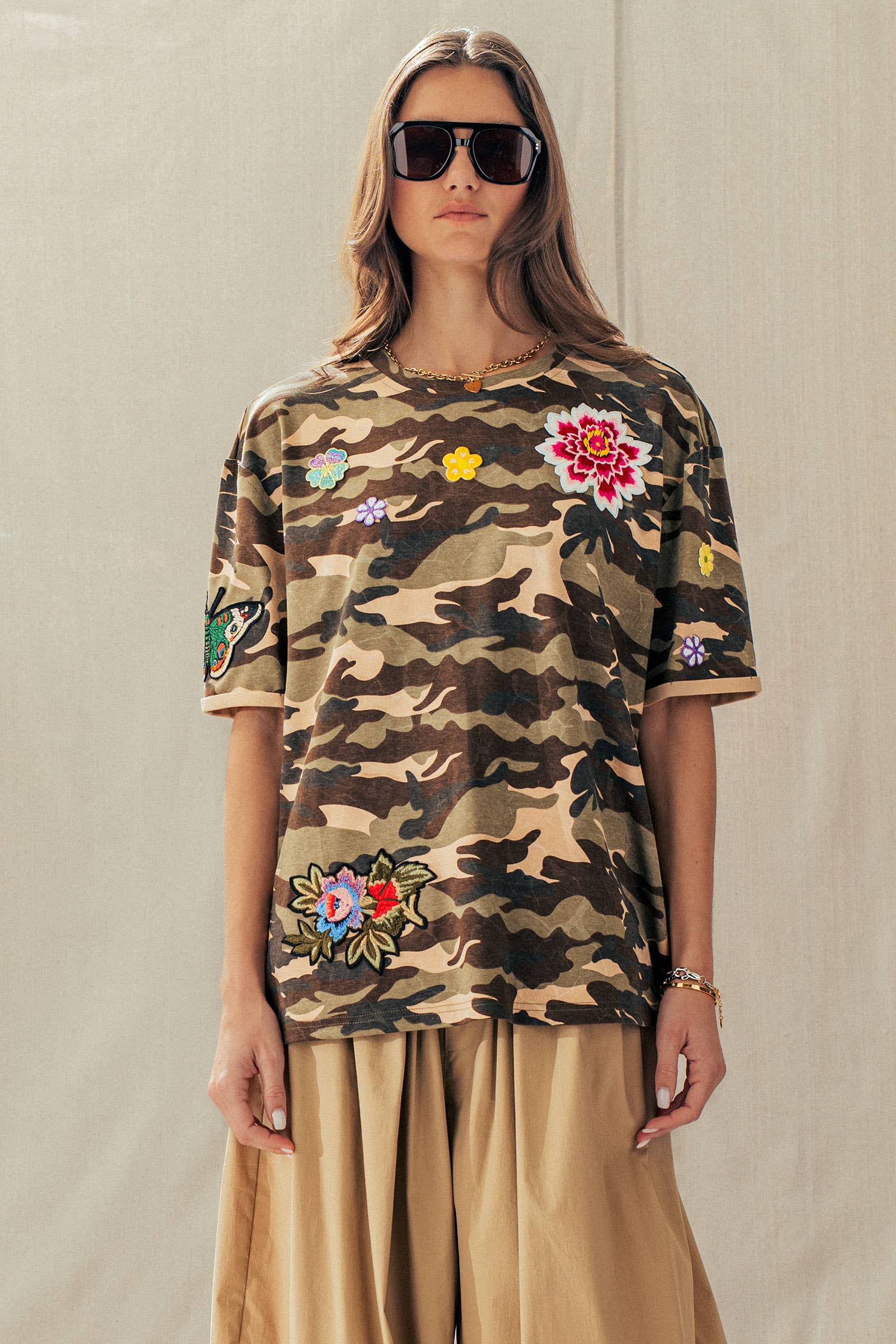 Urban Daizy Camo Floral Patch Oversized Cotton Tee Camouflage T-Shirt - Women's (UDZ-TP-01054) – alternate view 15