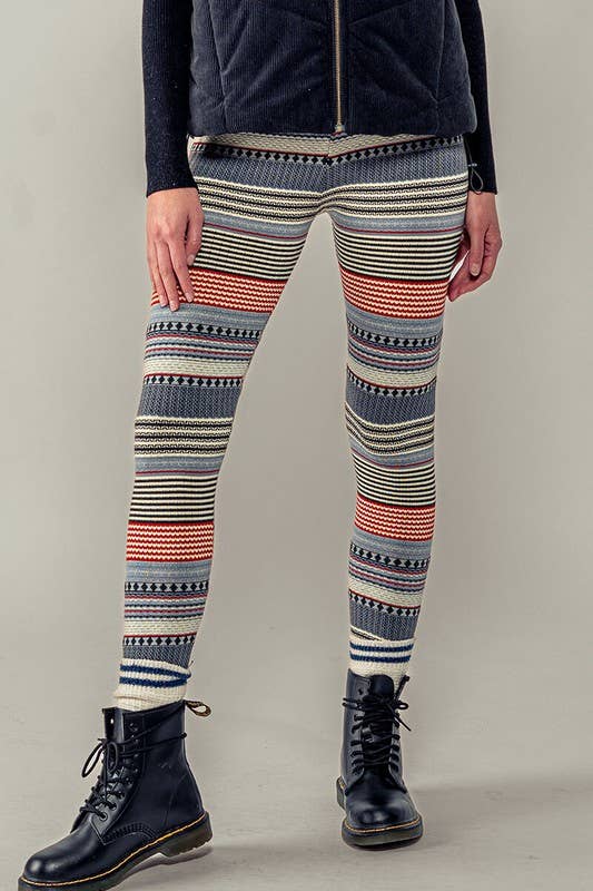 Urban Daizy Cozy Multi Striped Sweater Knit Winter Leggings Mocha Athletic Lounge Leggings - Women's (UDZ-XX-00002) –…