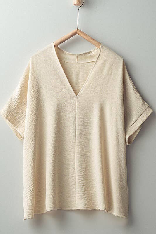 Urban Daizy Breezy Airflow V-Neck Top-FW Ivory Blouse - Women's (UDZ-TP-00270) – alternate view 15