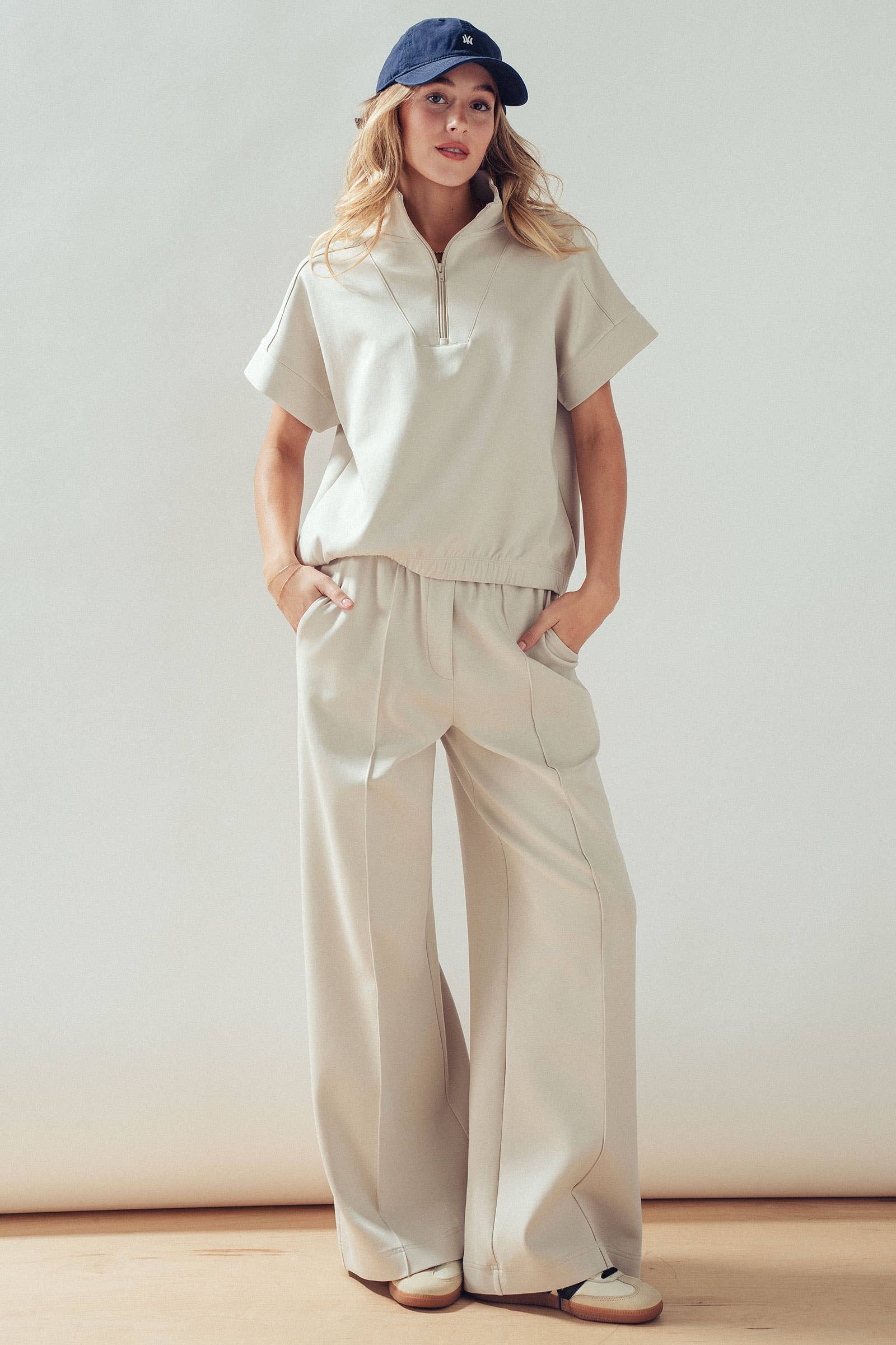 Seamed Front Wide Leg Lounge Pants