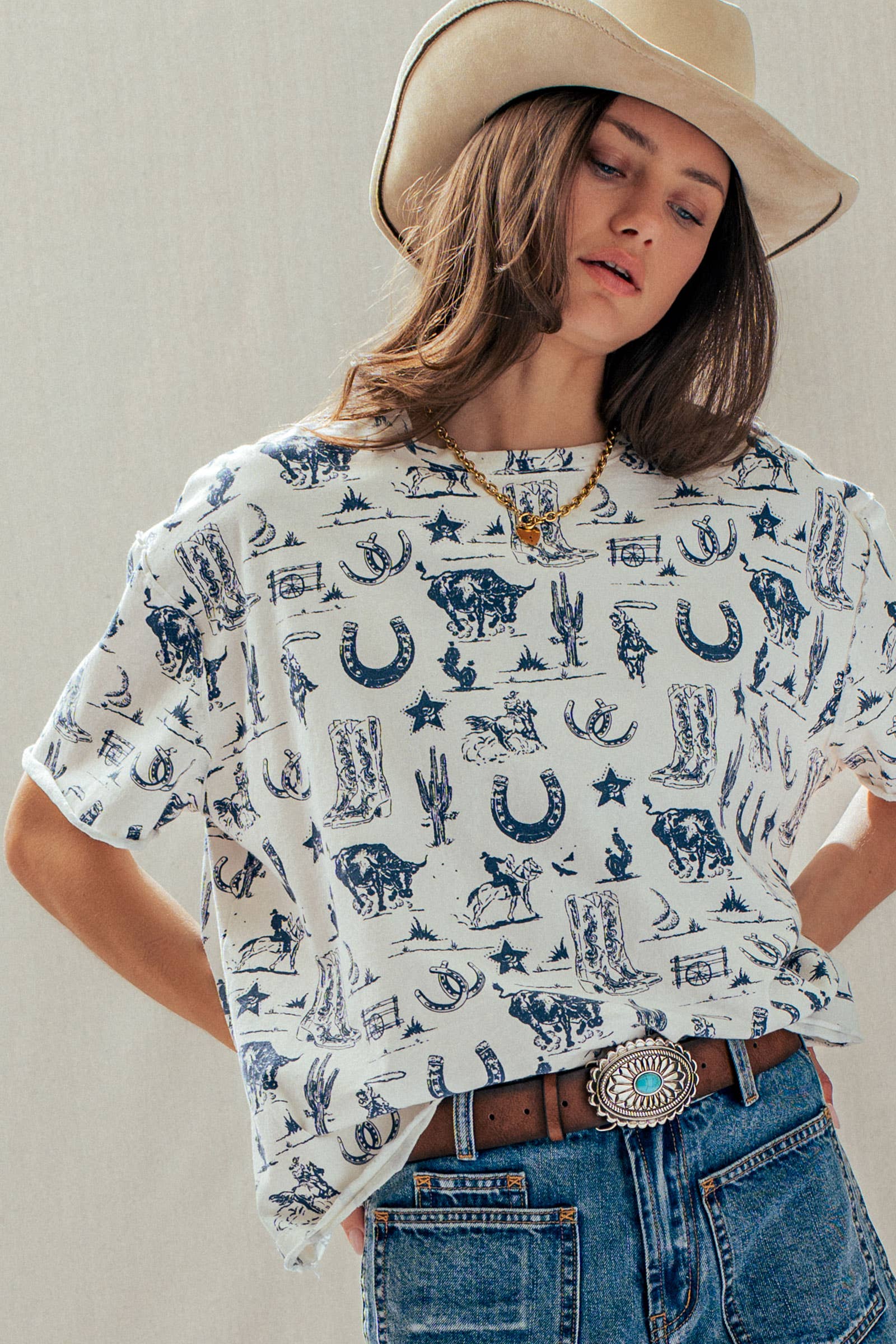 Western Graphic Print Relaxed Fit Tee