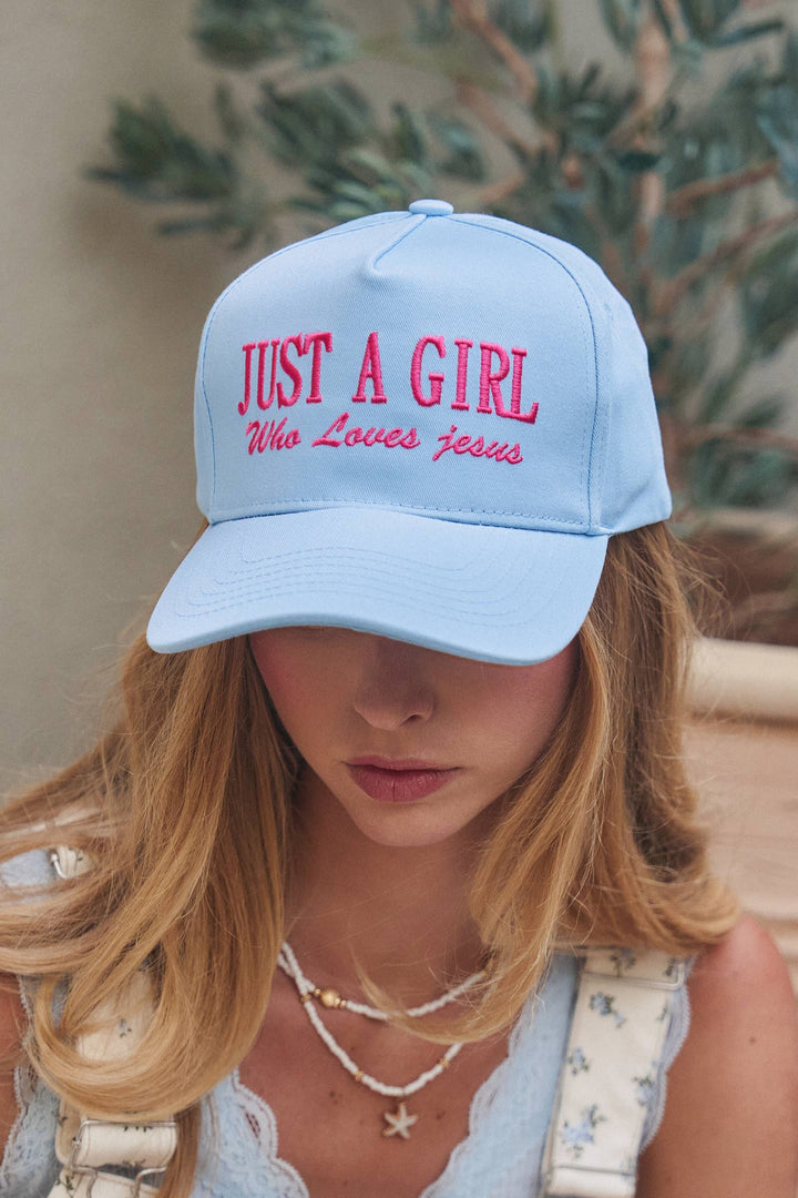 Just a Girl Who Loves Jesus Embroidered Cap | wholesale trucker hat - women's | Urban Daizy