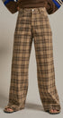 Checker Plaid Wide Leg Pants Y2K Vintage Western for Women in BROWN - Women's Casual Pants | Urban Daizy
