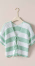 Urban Daizy Striped Crochet Knit Tie-Front Cardigan Top Green Knit Top - Women's (UDZ-TP-01062)