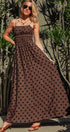 Urban Daizy Polka Dot Smocked Maxi Dress Linen Blend Brown/Black Dress - Women's (UDZ-DR-00515) – alternate view 11