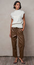 Faux Leather Drawstring Jogger Pants in BROWN - Women's Casual Pants | Urban Daizy