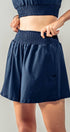 Urban Daizy Smocked High Waist Relaxed Fit Summer Shorts Navy Shorts - Women's (UDZ-PT-00266) – alternate view 2