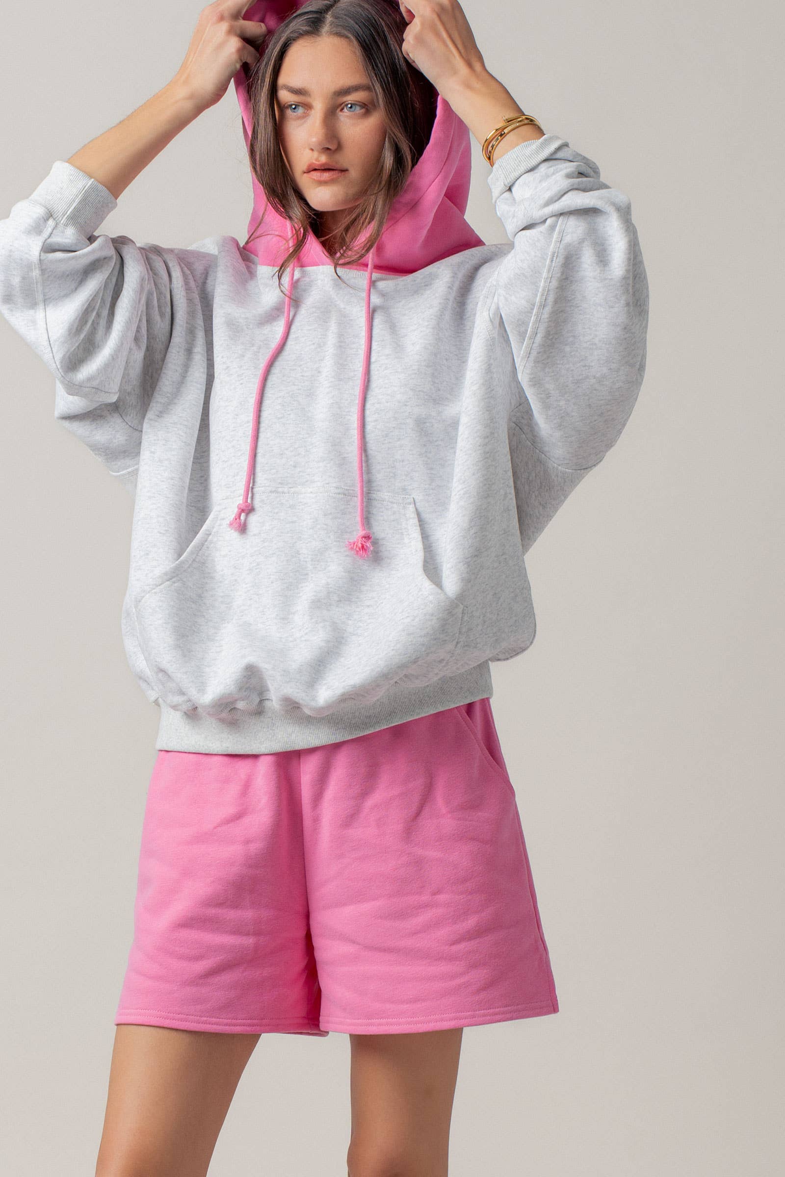 Urban Daizy Drawstring Sweat Shorts Side Slit Pink Shorts - Women's (UDZ-PT-00483) – alternate view 21