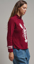 Lobster Intarsia Mock Neck Knit Sweater in BURGUNDY - Women's Sweaters | Urban Daizy