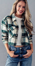 Urban Daizy BELLA SNAP BUTTON PLAID CROP JACKET Camel Jacket - Women's (UDZ-OT-00264) – alternate view 4