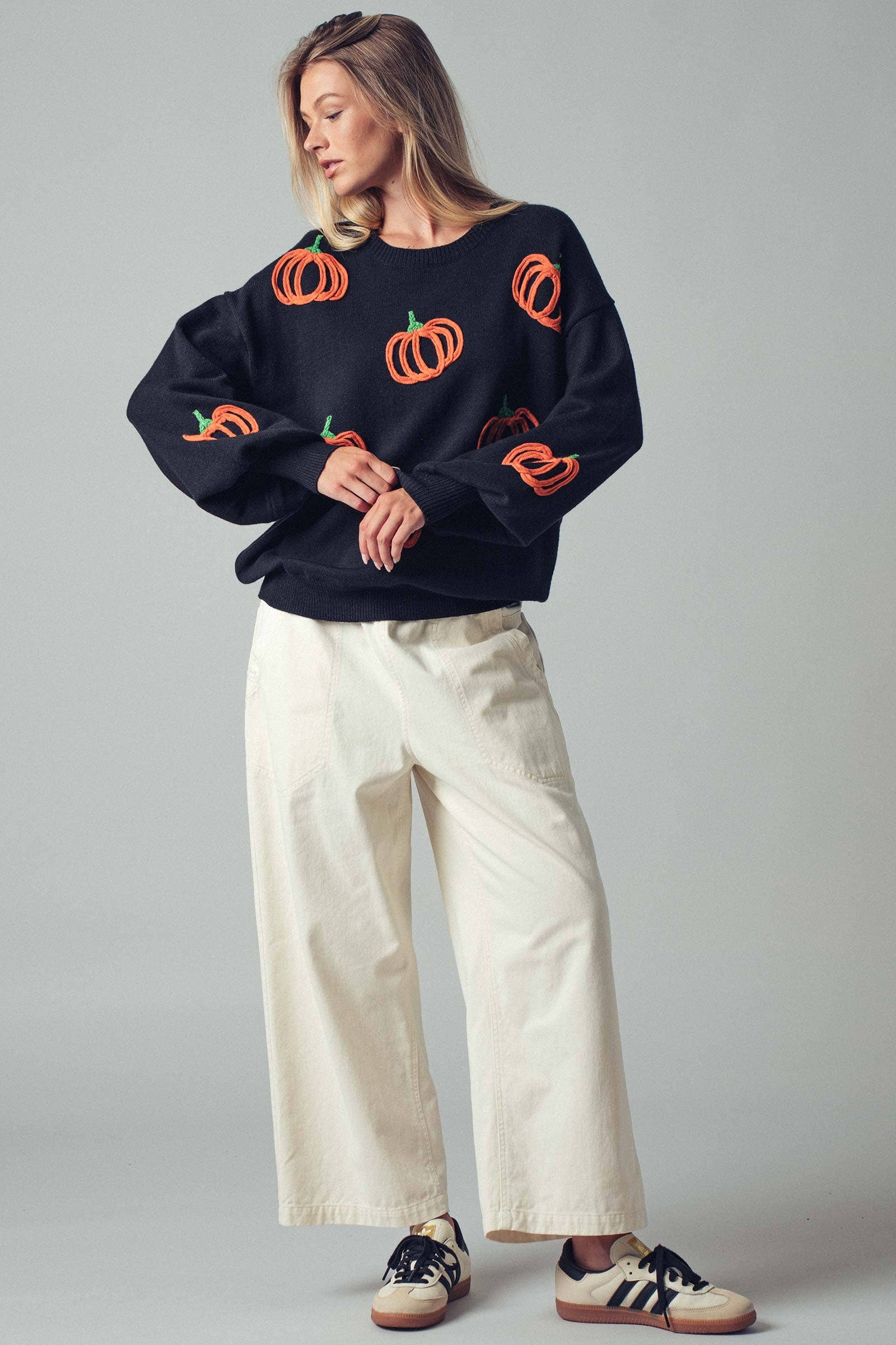 Urban Daizy Pumpkin Patch Balloon Sleeve Sweater Rust Knit Sweater - Women's (UDZ-TP-00814) – alternate view 17