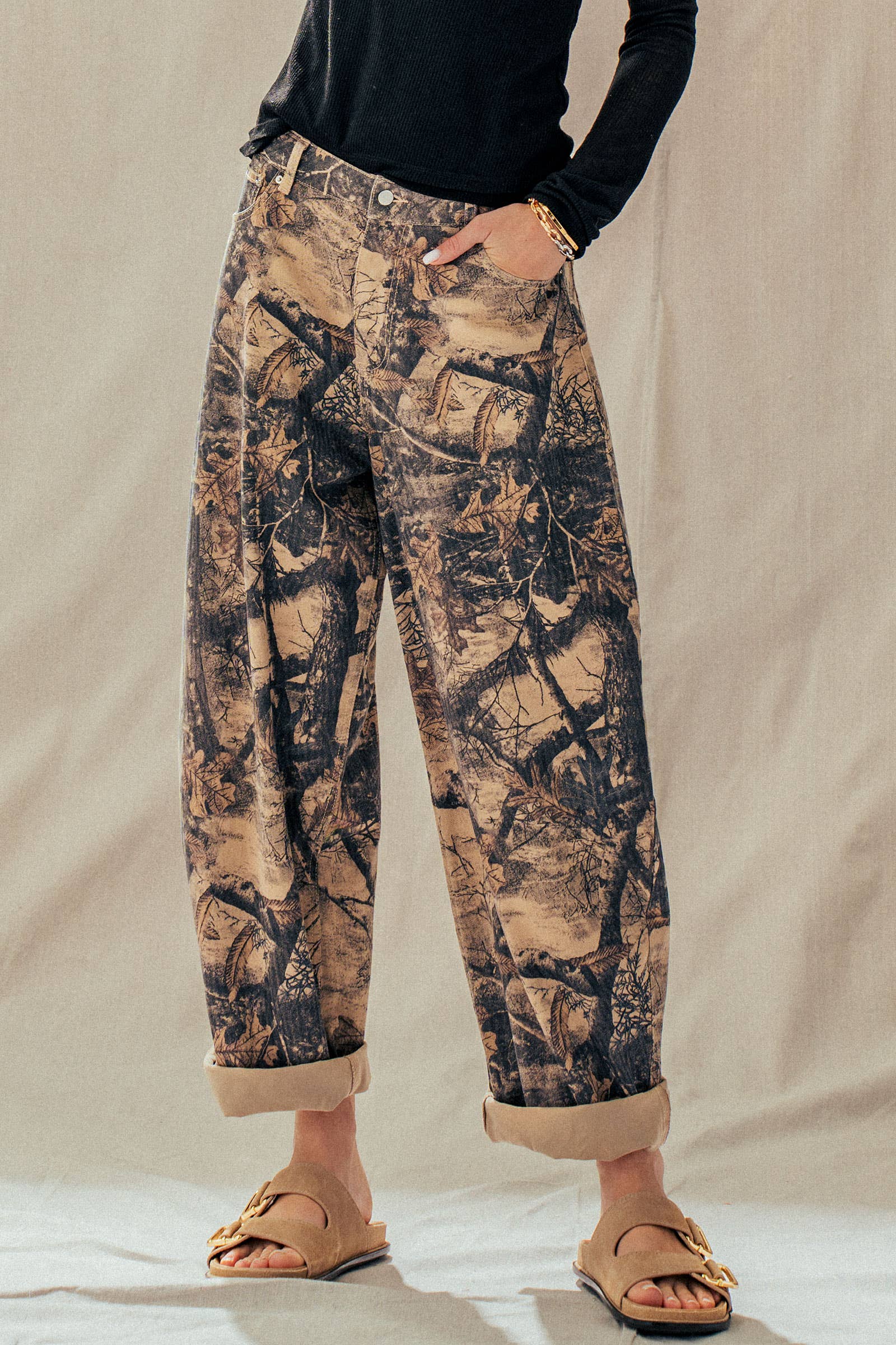 Urban Daizy Camo Print Cotton Balloon Pants Camo Pants - Women's (UDZ-PT-00458) – alternate view 2