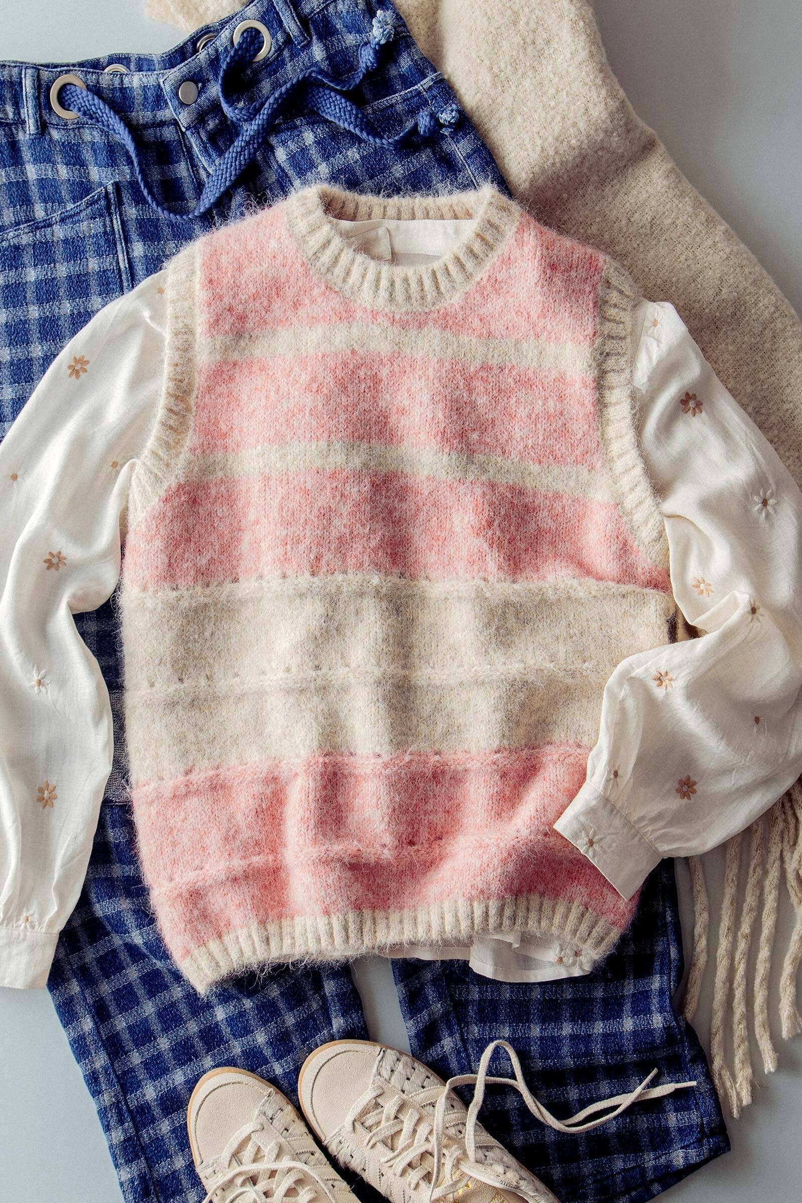 Striped Boho Knit Sweater Vest