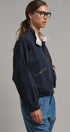 Cropped Zip Bomber Jacket in NAVY - Women's Jackets & Blazers | Urban Daizy