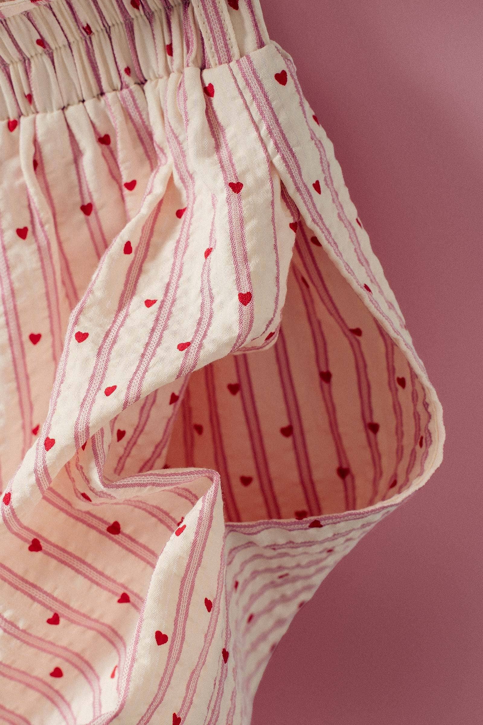 Urban Daizy Heart Stripe Collared Drawstring Romper Ivory-Pink Romper - Women's (UDZ-JR-00070) – alternate view 9