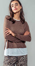 Urban Daizy Elegant Crew Neck Long Sleeve Relaxed Fit Casual Sweater Top Mocha Knit Top - Women's (UDZ-TP-00367) –…