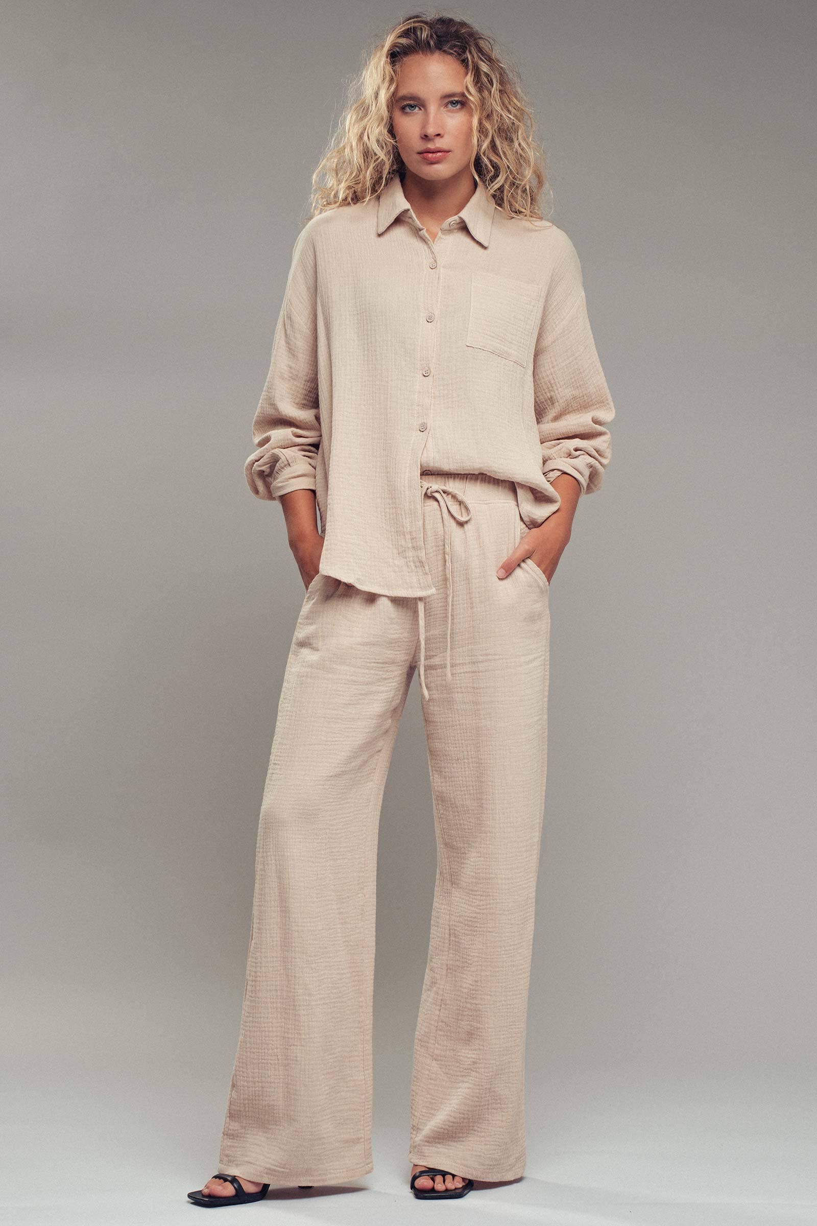 Textured Cotton Gauze Lounge Set