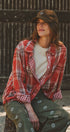 Oversized Plaid Cotton Button-Down Shirt in RUST - Women's Shirts & Blouses | Urban Daizy