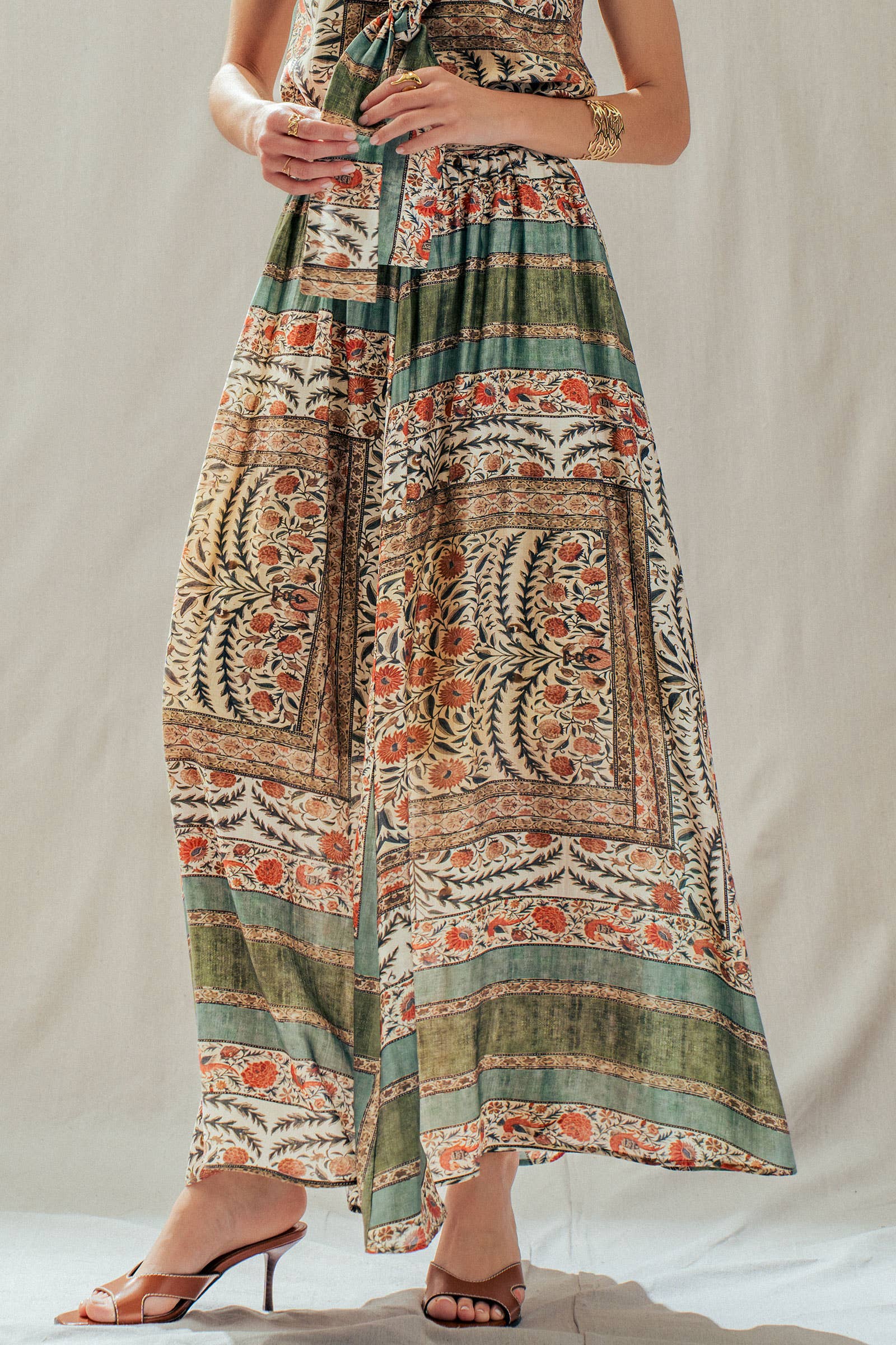 Urban Daizy Botanical Bird Print Tencel Blend Maxi Skirt Multi Skirt - Women's (UDSK0101-Multi) – alternate view 6