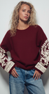 Urban Daizy Embroidered Sleeve Ivory Knit Sweater Ivory-Black Knit Sweater - Women's (UDZ-KN-00654) – alternate view 13