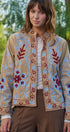 Embroidered Corduroy Jacket with Folk Floral Scroll in KHAKI - Women's Jackets & Blazers | Urban Daizy