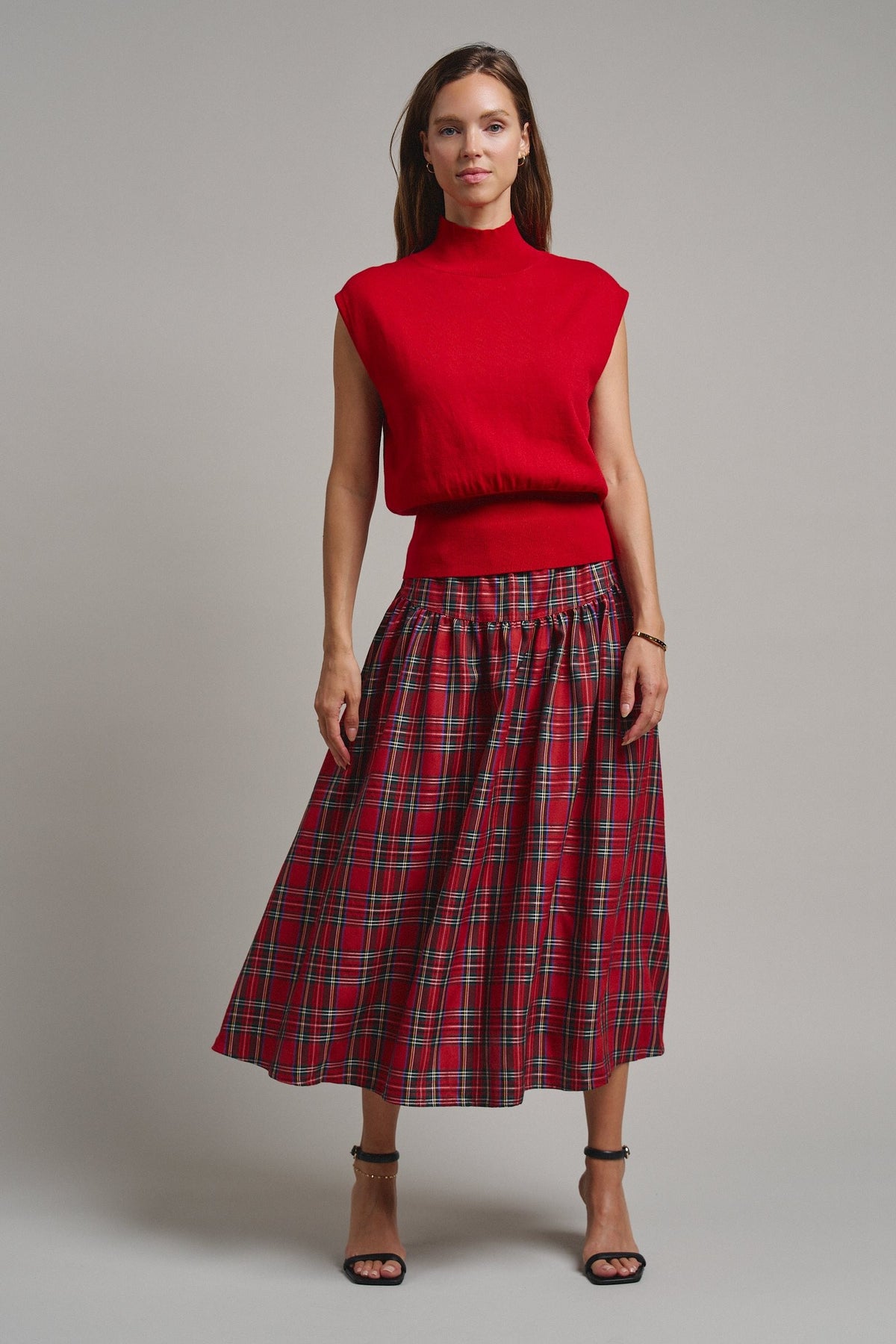 Uptown Mockneck Blouson Top in RED - Women's Sweaters | Urban Daizy